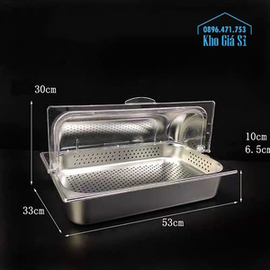 Khay inox 304 có kèm nắp mica trong suốt dạng mái vòm đóng mở 2 chiều