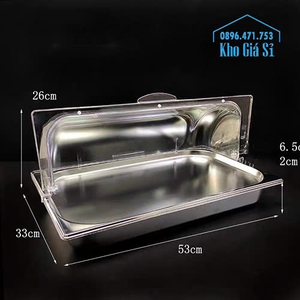 Khay inox giữ lạnh thực phẩm có nắp đậy trong suốt