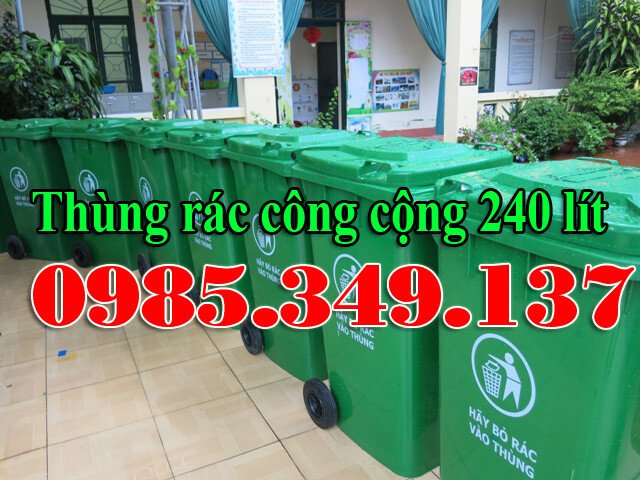 Thùng rác công cộng 240 lít giá rẻ,nhựa HDPE