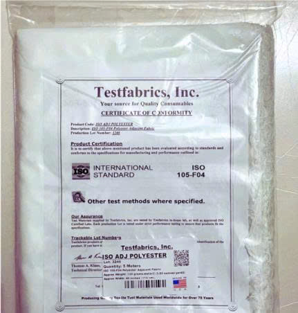 ISO 105-F04 Polyester Adjacent Fabric, Vải Polyester tiêu chuẩn hãng Testfarbics