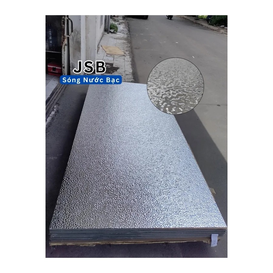 Tấm ốp sợi than tre sóng nước inox PET 8mm