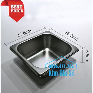 Khay inox 1/6-65 đựng thạch trà sữa topping