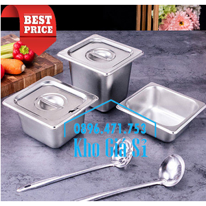 Khay inox 1/6-65 đựng thạch trà sữa topping