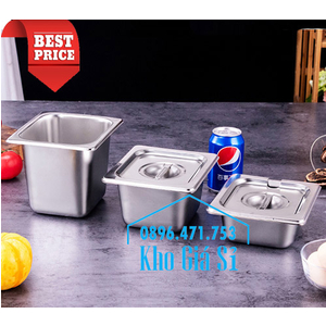 Khay inox 1/6-65 đựng thạch trà sữa topping