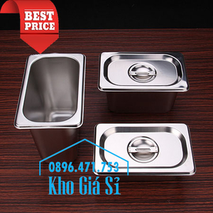 Khay inox 1/9 chiều cao 15cm đựng thực phẩm, thức ăn