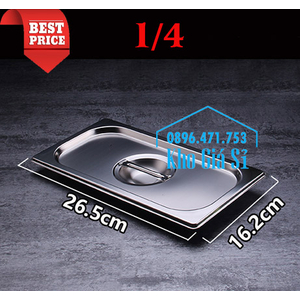 Nắp khay inox GN 1/4 kích thước 26.5cm x 16.2cm