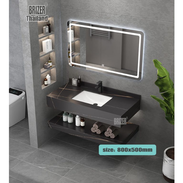 Kệ Bàn Đá Đen 2 Tầng Chống Trầy Cho Lavabo Đặt Bàn Brizer