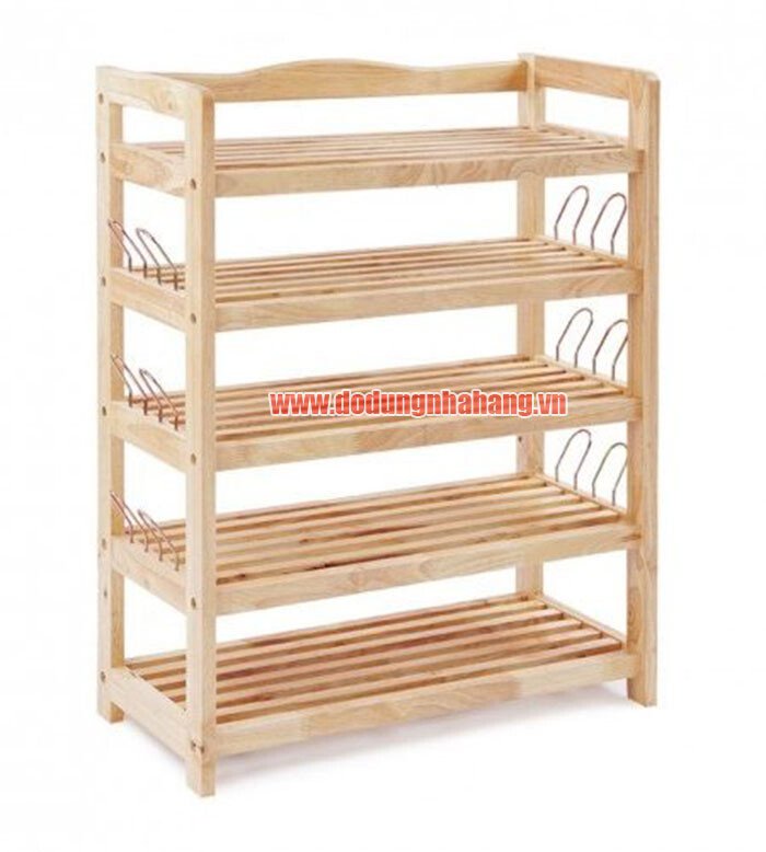 KỆ GIÀY DÉP 5 TẦNG 62CM CÓ MÓC GỖ MÀU TỰ NHIÊN