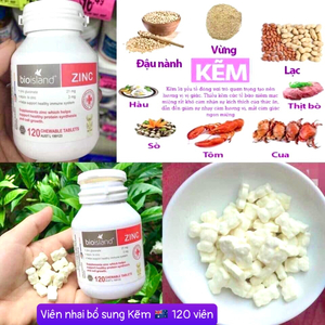 Viên nhai bổ sung Bioisland Zinc - Kẽm 120 viên 🇦🇺 từ 1 tuổi trở lên
