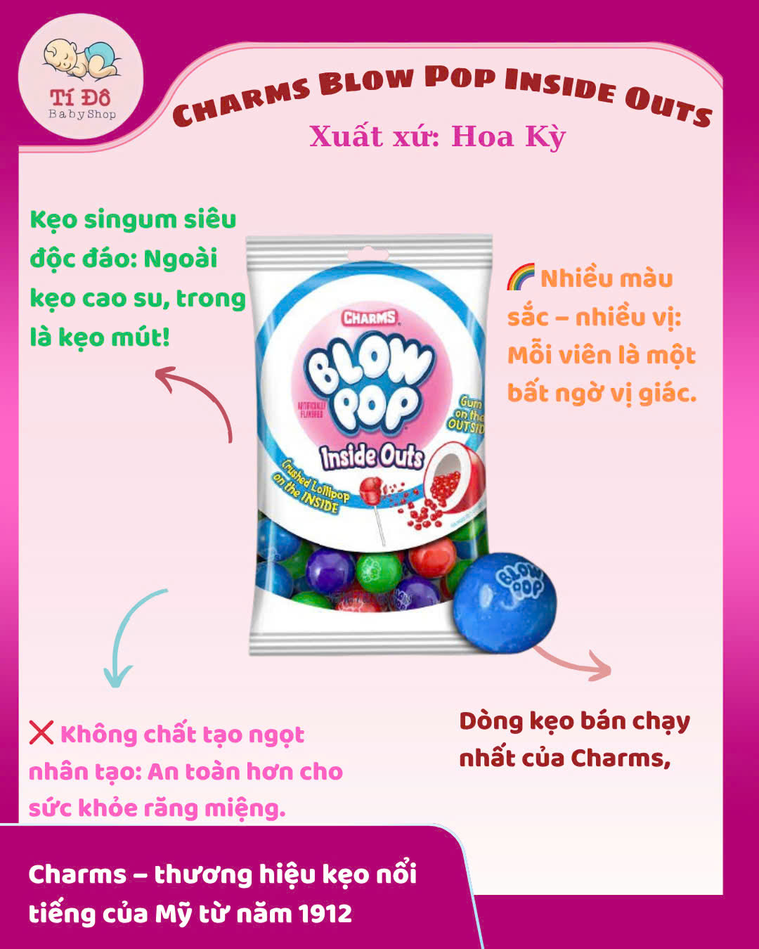 Kẹo bi Blow Pop Charms