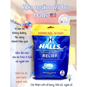 Kẹo Halls bạc hà 80 viên