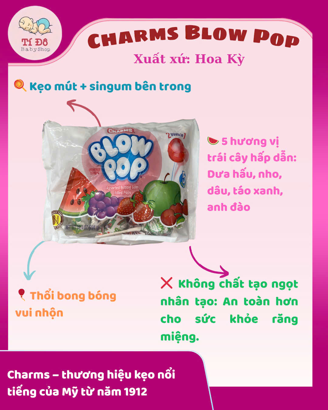Kẹo mut Blow Pop Charms