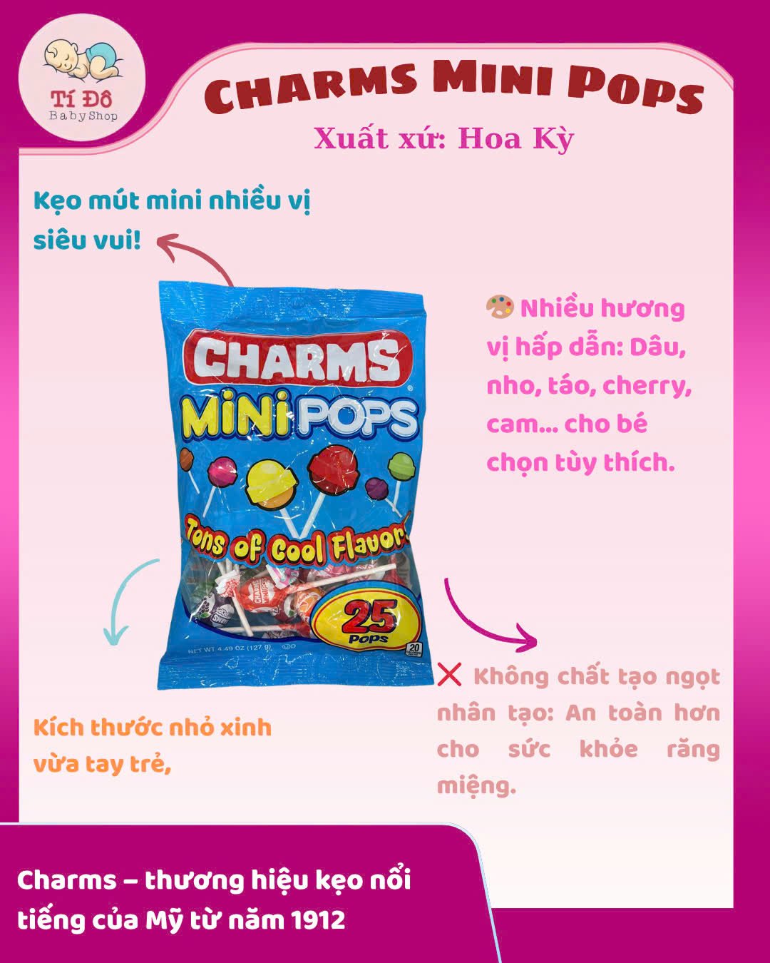 Kẹo mút Mini Pops Charms