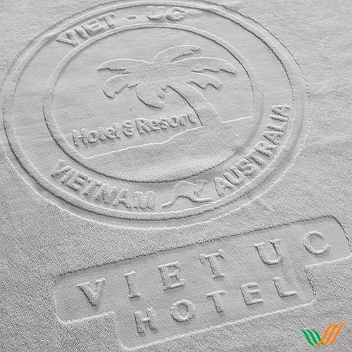Khăn Bông Dệt Nổi Logo Thương Hiệu Khách Sạn, Spa