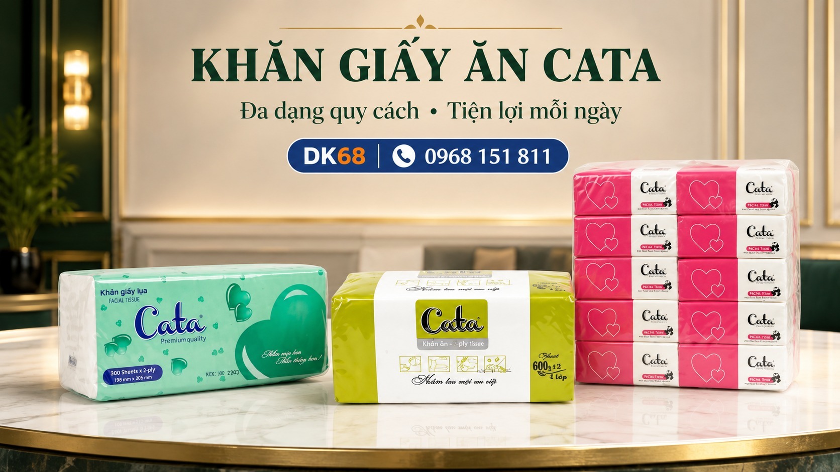 Khăn Giấy Ăn Cata Các Loại – 300 Tờ 2 Lớp, 300 Tờ 4 Lớp, 600 Tờ 4 Lớp