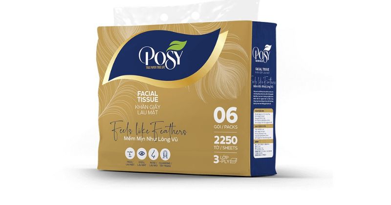 Khăn giấy lau mặt cao cấp Posy 375 tờ 3 lớp