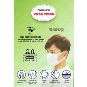 Khẩu trang y tế 2D người lớn Anyguard