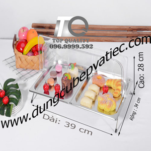 Combo khay bánh đôi kèm giá đỡ và nắp trong suốt