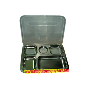 KHAY CƠM PHẦN 5 NGĂN NHỎ INOX CÓ NẮP