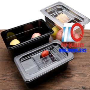 Khay GN nhựa mika đen 1/3x100