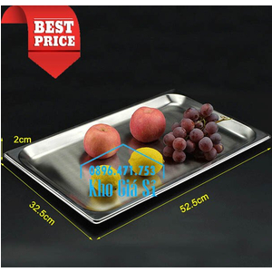 Khay inox 1/1 chiều cao 2cm trưng bày bánh ngọt, sashimi tiệc buffet