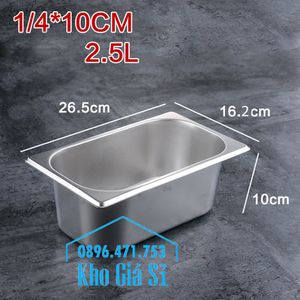 Khay inox 1/4 chiều cao 10cm đựng kem tươi để tủ lạnh