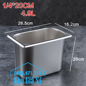 Khay inox 1/4 chiều cao 20cm đựng dụng cụ bếp dao kéo, vá múc