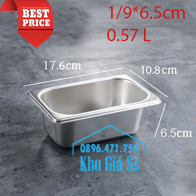 Khay inox 1/9 chiều cao 6.5cm làm khuôn pate, khuôn đông sương