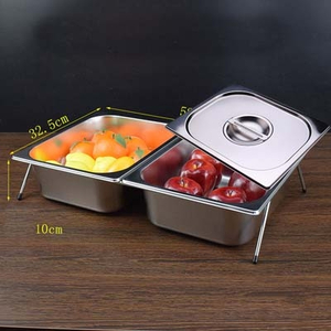 Khay inox 2 ngăn đựng thức ăn có nắp đậy bằng nhựa chống bụi bẩn, côn trùng