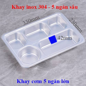 Khay inox 304 5 ngăn sâu lòng có nắp inox cao cấp