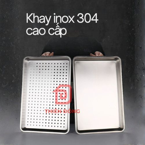 Khay Inox 304 Cao Cấp (Khay Lỗ & Khay Kín) 60x40cm đựng thực phẩm