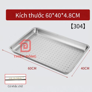 Khay Inox 304 Đục Lỗ 60x40cm Cao Cấp – Khay Hấp & Ráo Dầu