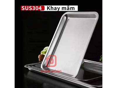 Khay chữ nhật Inox 304 Phẳng Kín 60x40cm Cao Cấp – Khay Nướng Bánh & Trưng Bày