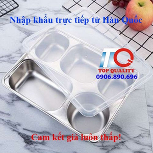 Khay inox co nap sâu lòng đựng cơm an toàn thực phẩm
