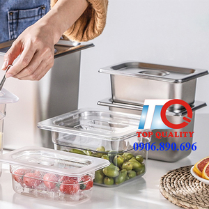 Khay inox đựng kem topping trái cây tự chọn tại Cần Thơ