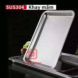 Khay chữ nhật Inox 304 Phẳng Kín 60x40cm Cao Cấp – Khay Nướng Bánh & Trưng Bày