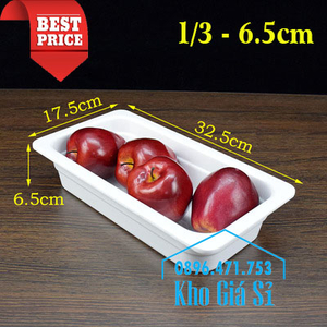 Khay melamine 1/3 cao 6.5cm đựng trái cây, thức ăn, bánh ngọt tiệc buffet