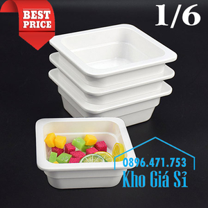 Khay melamine 1/6 kích thước 17.6x16.2x6.5cm trang trí trái cây, thức ăn buffet