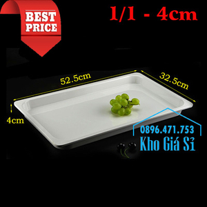 Khay melamine chữ nhật 1/1 cao 4cm trưng bày thức ăn siêu thị
