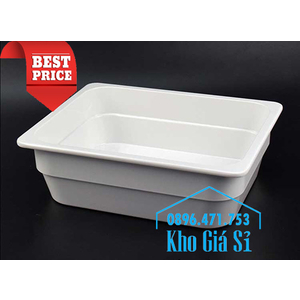 Khay melamine trắng 1/2 chiều cao 10cm đựng salad, rau củ, trái cây tươi