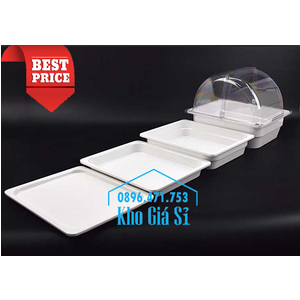 Khay melamine trắng 1/2 chiều cao 4cmm đựng thức ăn