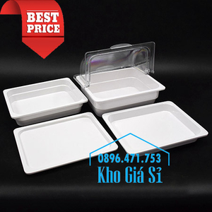 Khay melamine trắng 1/2 chiều cao 6.5cm đựng trái cây