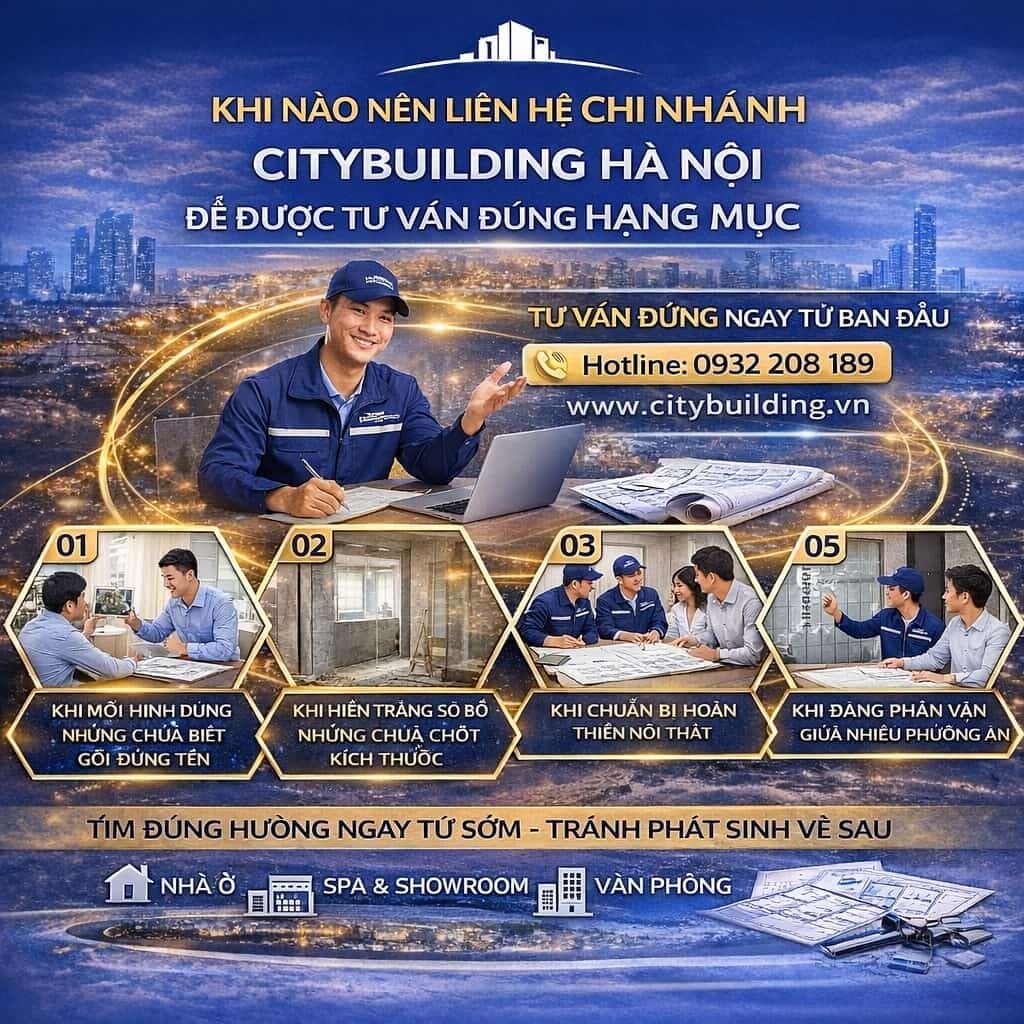 KHI NÀO NÊN LIÊN HỆ CHI NHÁNH CITYBUILDING HÀ NỘI ĐỂ ĐƯỢC TƯ VẤN ĐÚNG HẠNG MỤC