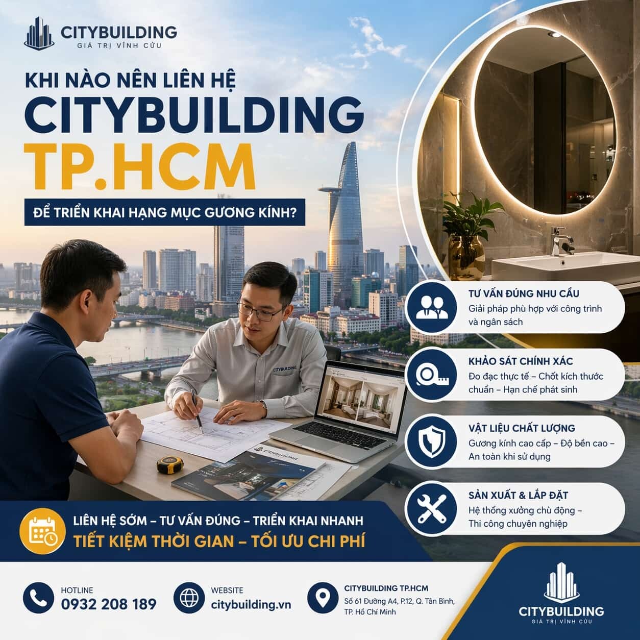 KHI NÀO NÊN LIÊN HỆ CITYBUILDING TP.HCM ĐỂ TRIỂN KHAI HẠNG MỤC GƯƠNG KÍNH