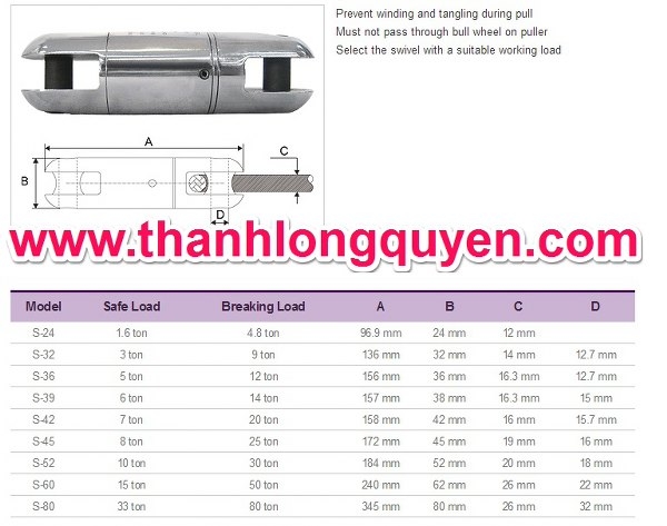 khớp xoay chống xoắn cáp haru s-52 khớp xoay chống xoắn cáp haru s-52