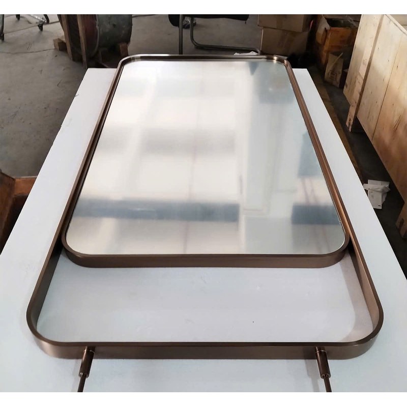 Khung cửa và vách kính inox PVD bo góc theo bản vẽ