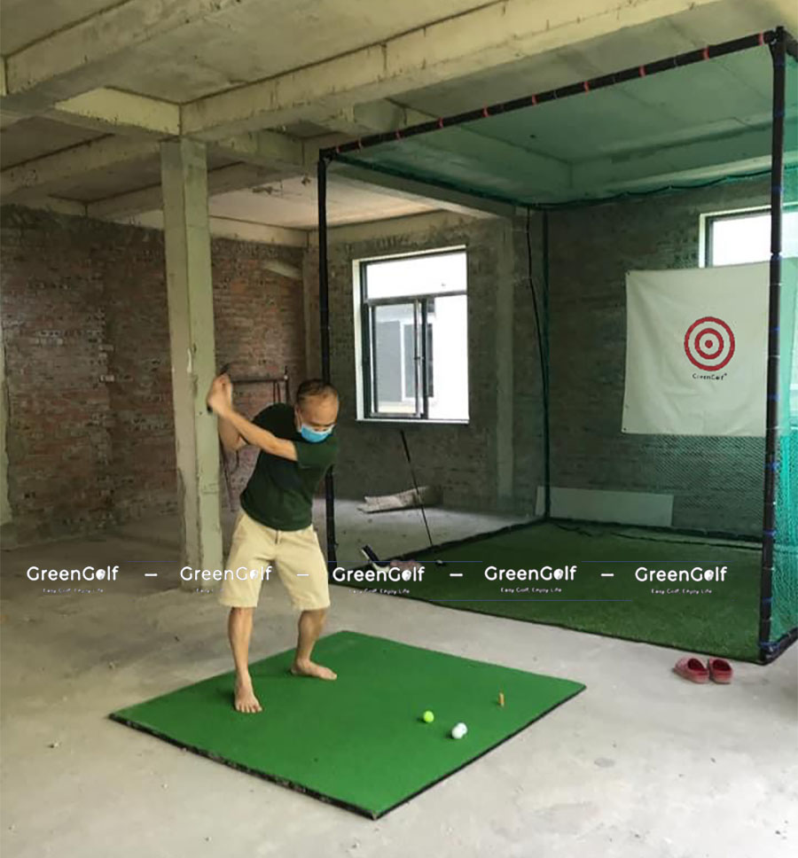 [Combo 01] Khung Tập Swing Golf 3x3x3m + Thảm Cỏ Nhân Tạo Lót Sàn + Thảm Tập Swing Kích Thước 120x120cm