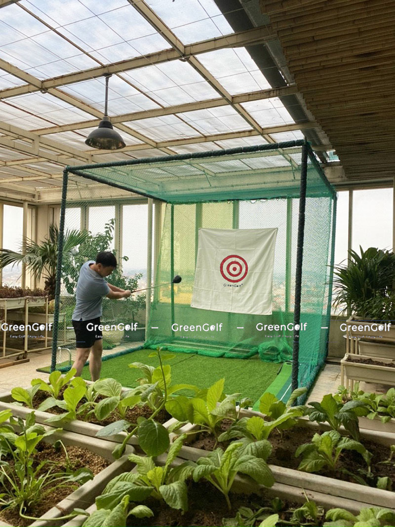 [Combo 01] Khung Tập Swing Golf 3x3x3m + Thảm Cỏ Nhân Tạo Lót Sàn + Thảm Tập Swing Kích Thước 120x120cm
