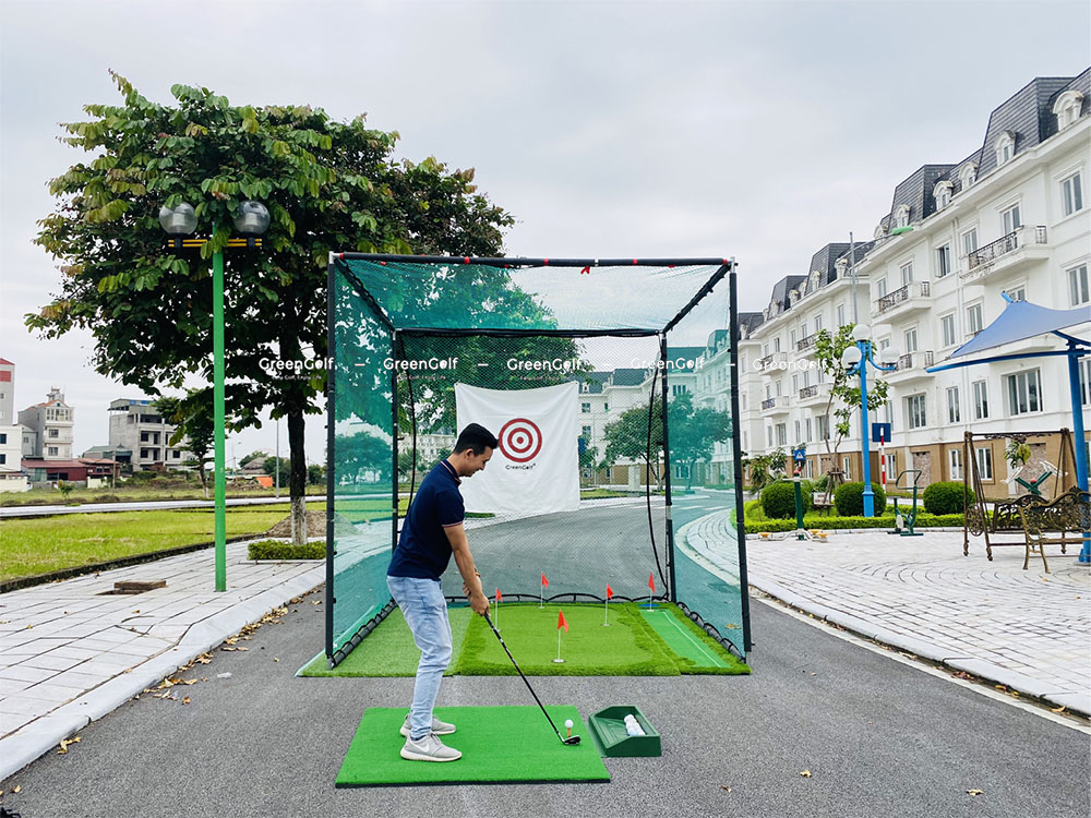 Khung Tập Swing Golf Chất Liệu INOX Kích Thước 3x3x3m + Lưới HDPE + Hồng Tâm, Khung Lưới Tập Swing Golf An Toàn Tại Nhà