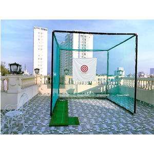 Khung Tập Swing Golf Kích Thước 3x3x3m - Khung Sắt Tĩnh Điện Bọc Bảo Ôn/ Lưới HDPE + Lưới Giảm Chấn/ Hồng Tâm